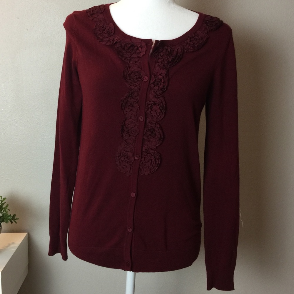 Grace Elements Burgundy Red Cardigan Sweater